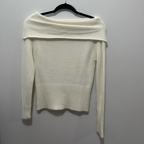 White Knit Off-Shoulder Sweater - Picture 2 of 3